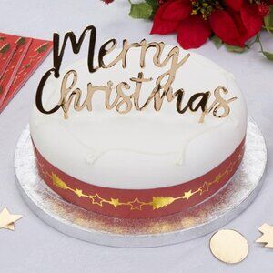Dazzling Gold Foil Merry Christmas Cake Topper